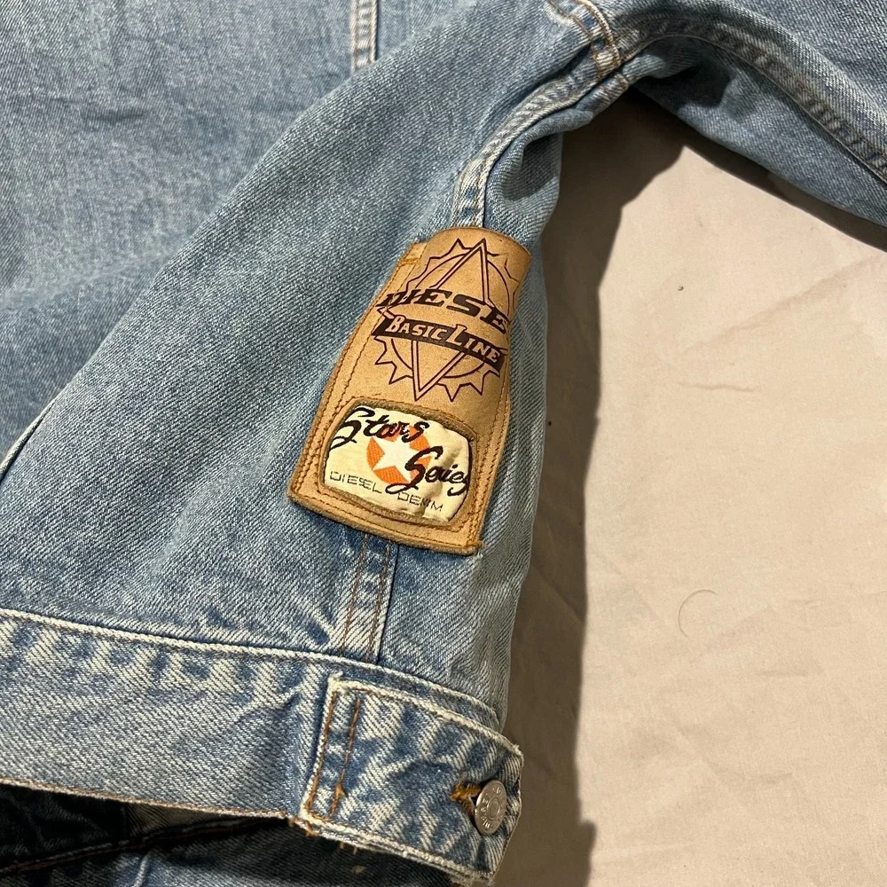 Vintage Diesel Industry Mens Light Blue Outdoor Star Series Denim Jacket Size L